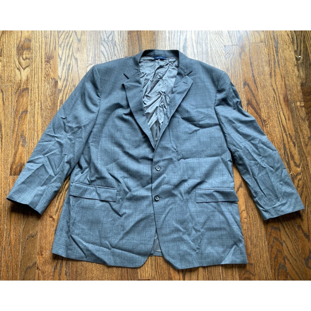 Brooks Brothers Loro Piana Blazer Mens 48R Gray Windowpane Wool Regent Italy